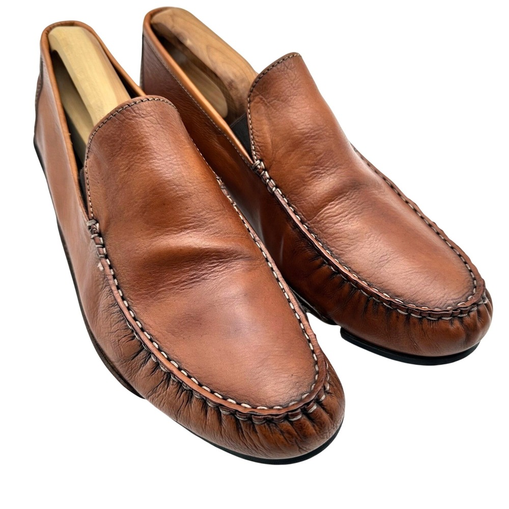 To Boot New York Mens Key Largo Cervo Leather Driver Cognac Moc Toe Loafers 11.5